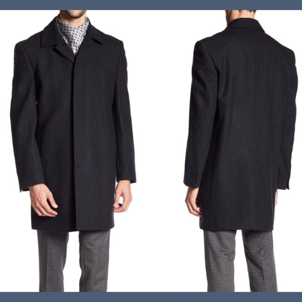 NWT Hart Schaffner‎ Marx Wool Blend Topper Overcoat Charcoal [SZ 40R ]